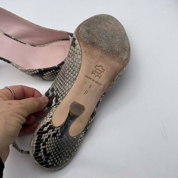 Isaac Mizrahi Women Slingback Heels Peep Toe Genuine Leather Animal Print Size 8 - Picture 6 of 6